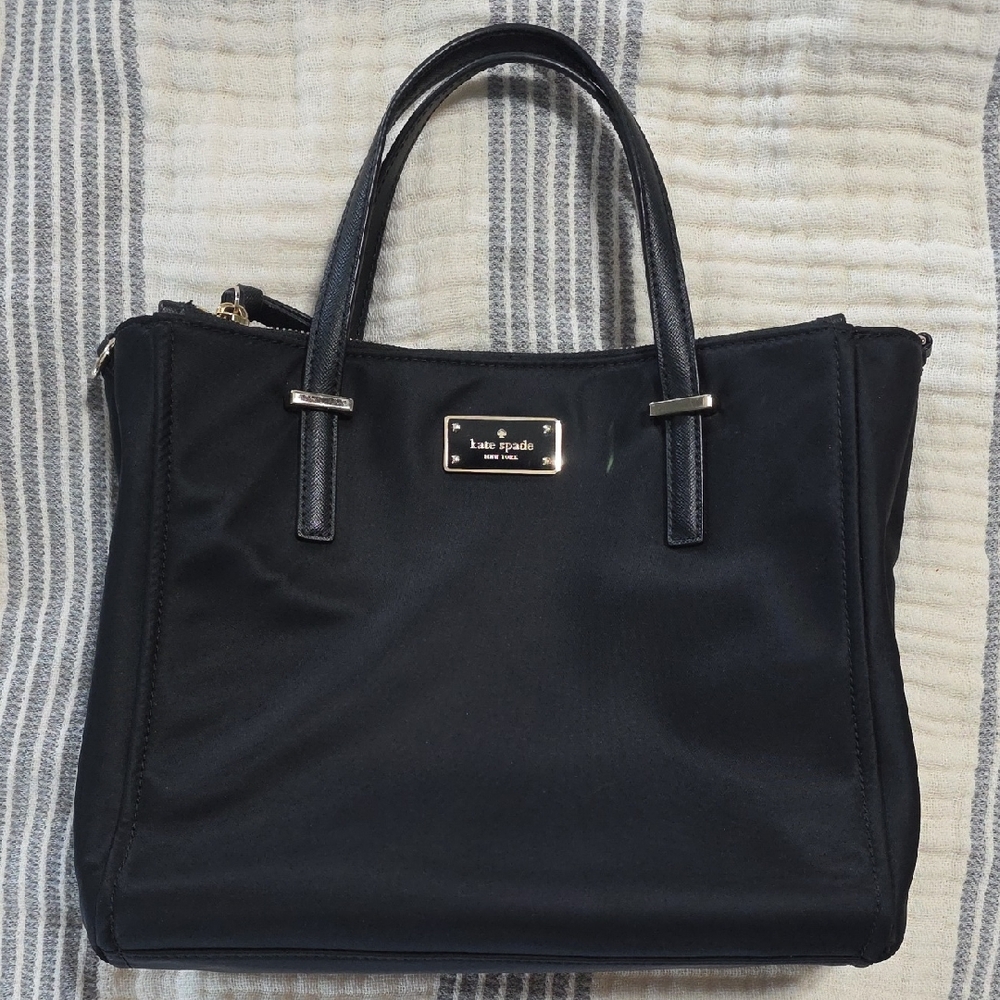 kate spade Black Tote with Gold Plaque